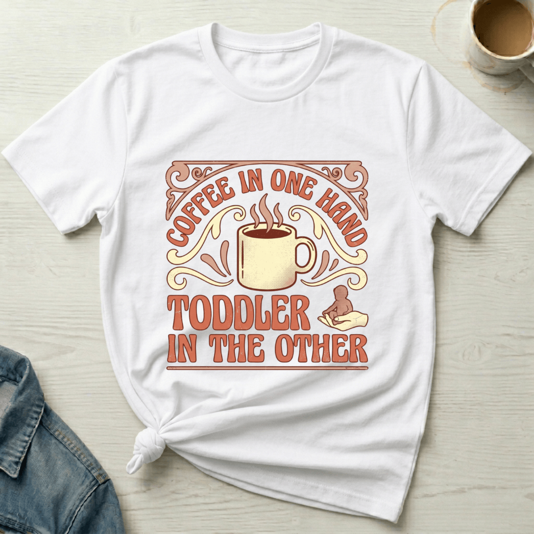 mom life tee that says Coffee Plus Toddler Mom T-Shirt for moms