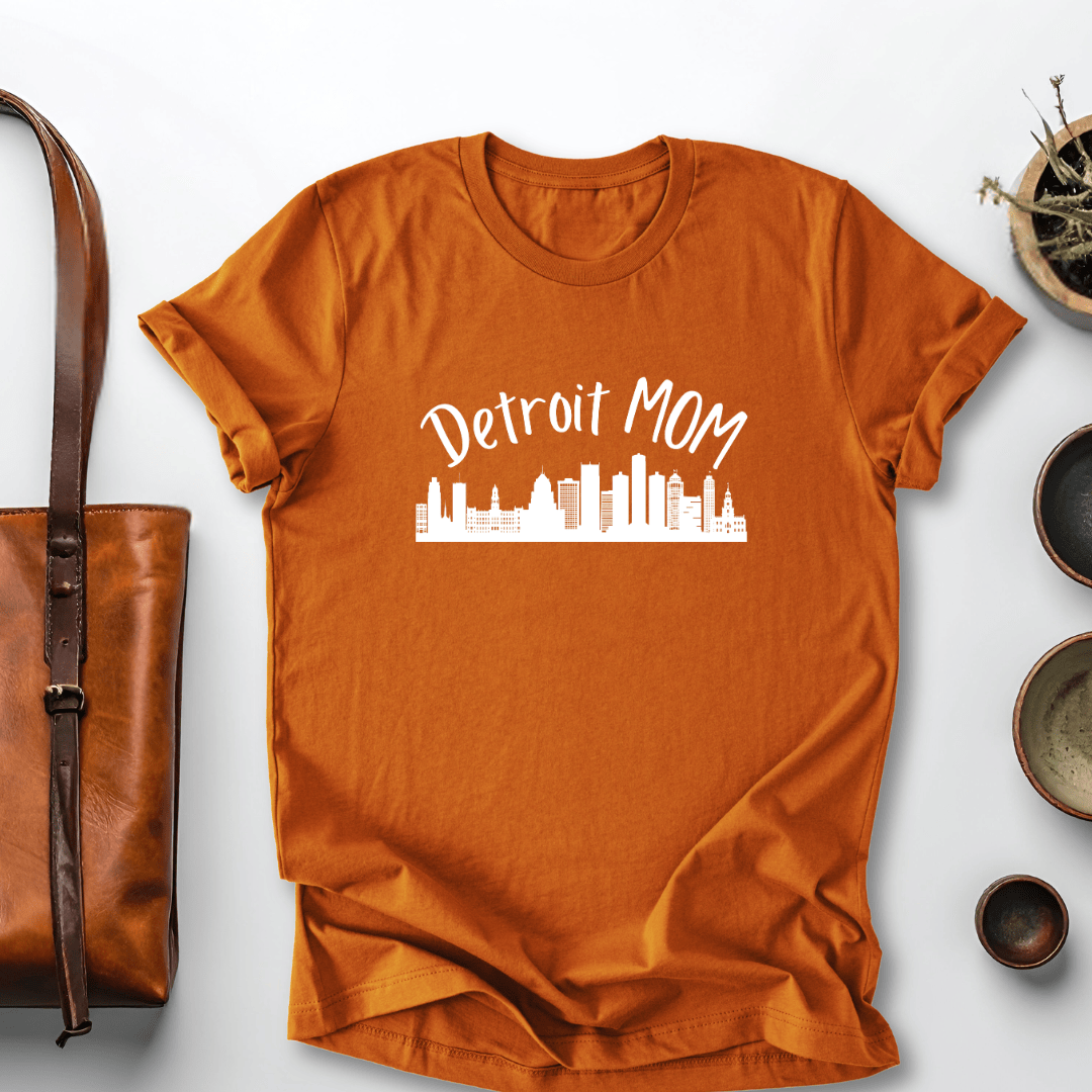 mom life tee that says Detroit Mom T-Shirt for moms