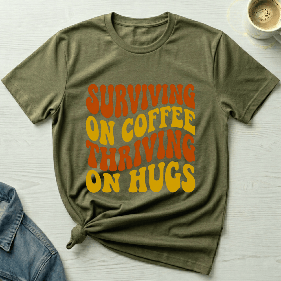 mom life tee that says Hugs and Coffee Mom T-Shirt for moms