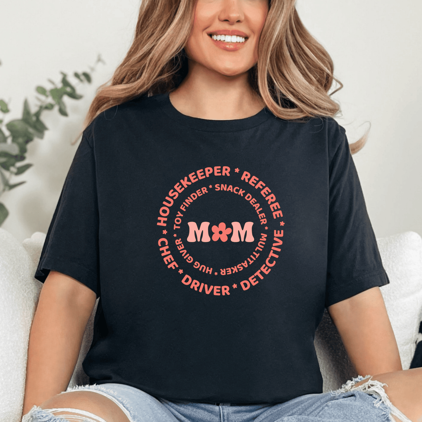 mom life tee that says Mom Duties T-Shirt for moms