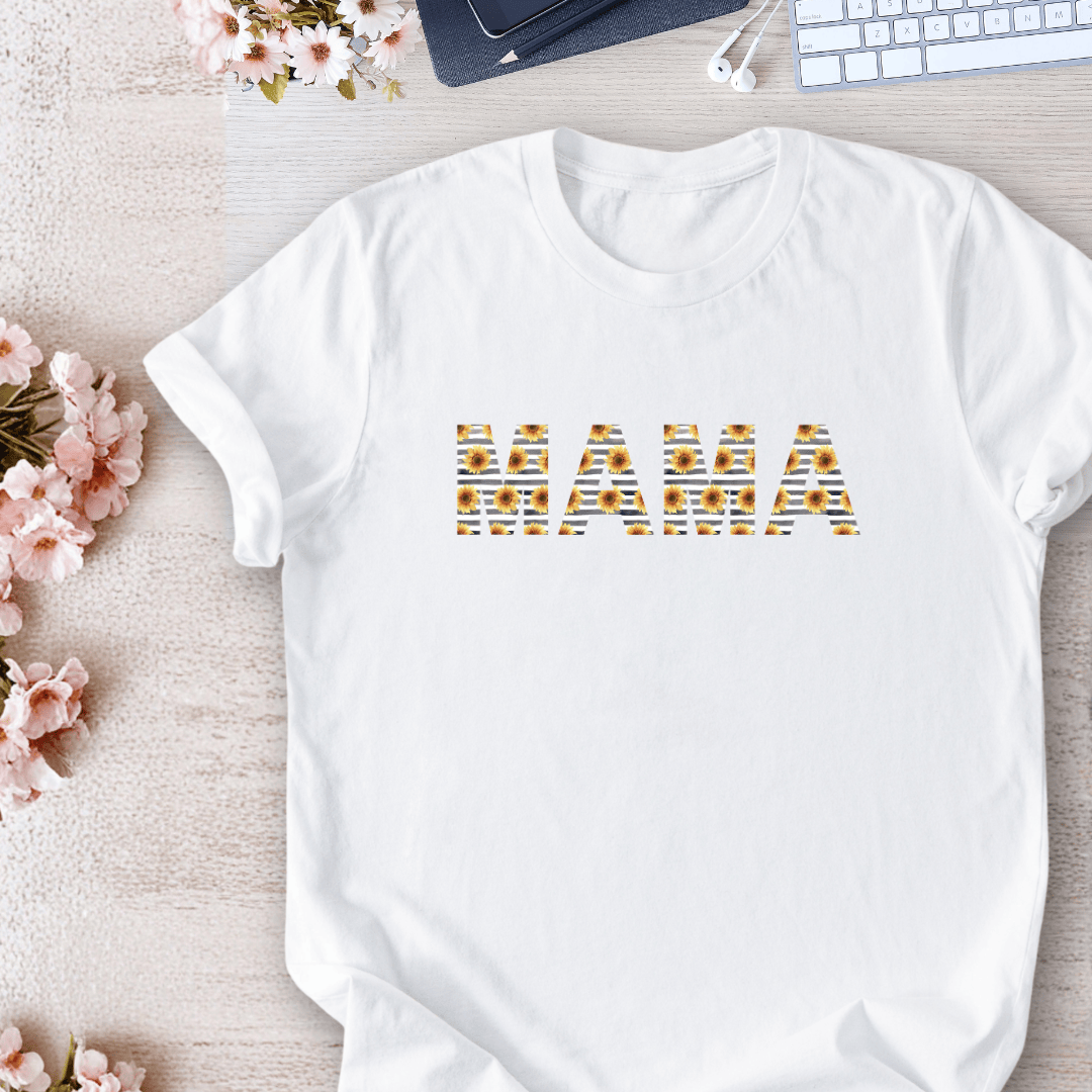 mom life tee that says Sunflower Mama Mom T-Shirt for moms