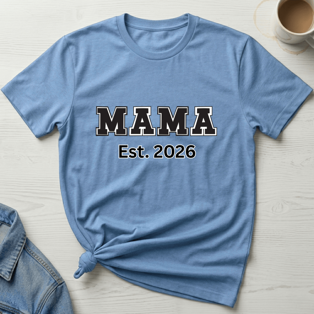 mom life tee that says Varsity Letter Newborn Mom T-Shirt for moms