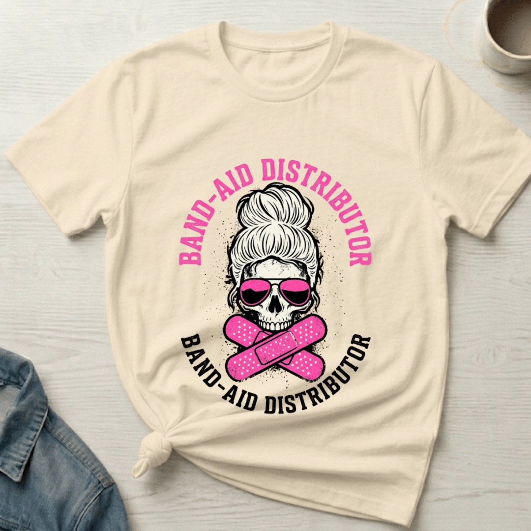 mom life tee that says Band-aids and Mom T-Shirt for moms