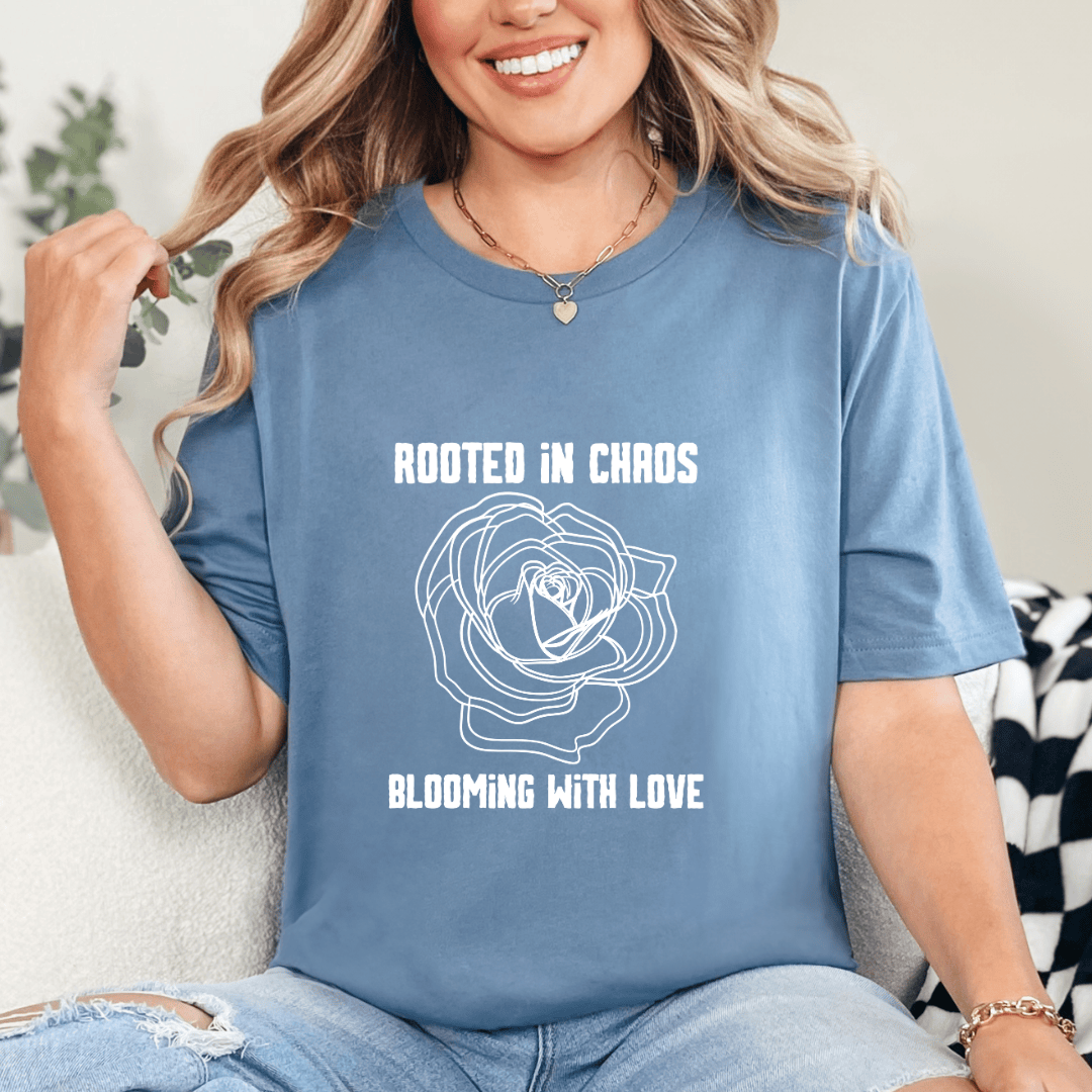 mom life tee that says Blooming With Love Mom T-Shirt for moms