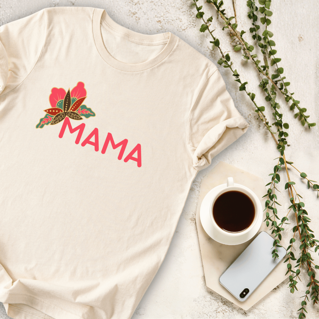 mom life tee that says Bright Floral Mom T-Shirt for moms