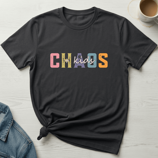mom life tee that says Chaos + Kids--Mom T-Shirt for moms