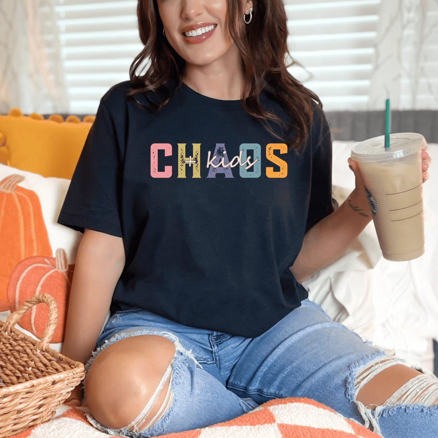 mom life tee that says Chaos + Kids--Mom T-Shirt for moms