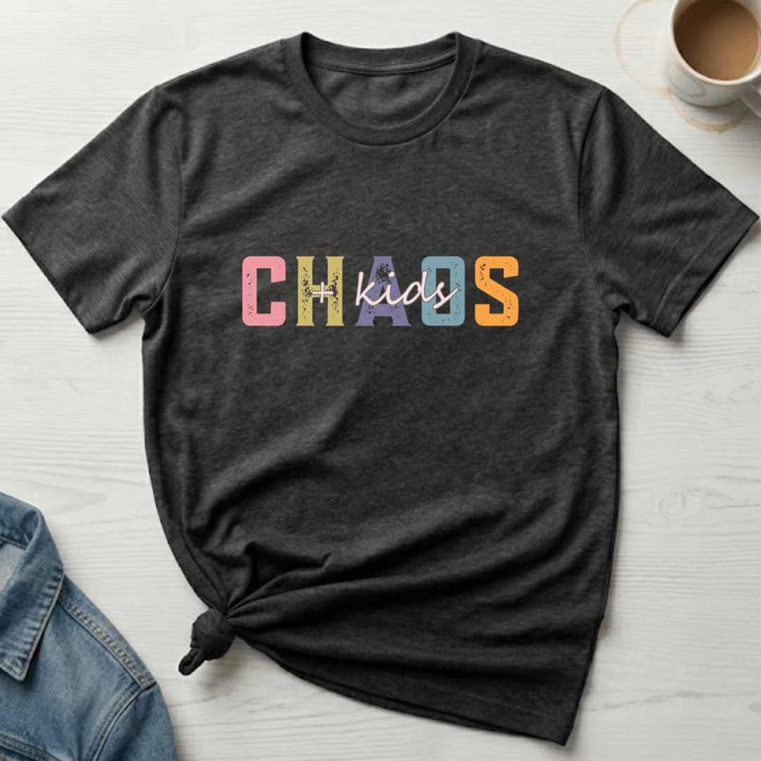 mom life tee that says Chaos + Kids--Mom T-Shirt for moms