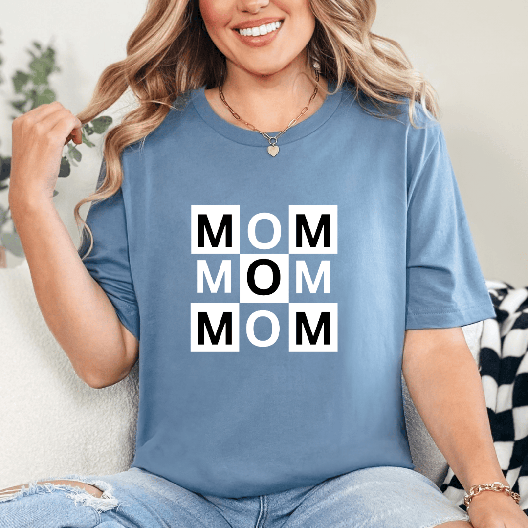mom life tee that says Checkered Mom T-Shirt for moms