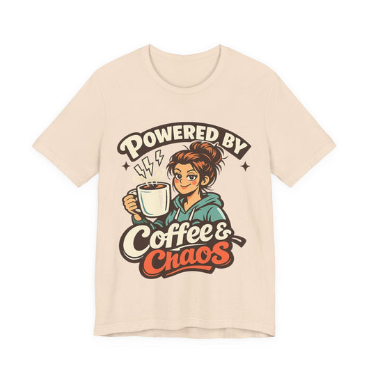 mom life tee that says Coffee & Chaos Mom T-Shirt for moms
