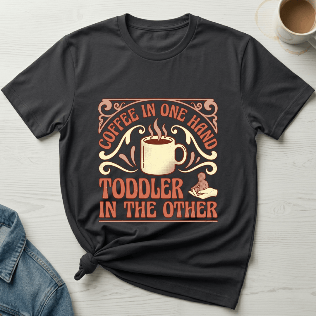 mom life tee that says Coffee Plus Toddler Mom T-Shirt for moms