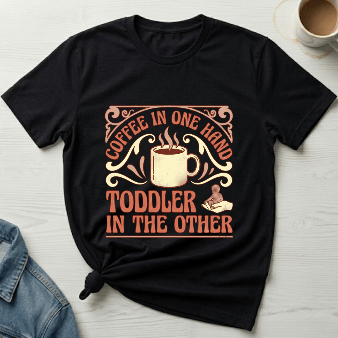 mom life tee that says Coffee Plus Toddler Mom T-Shirt for moms