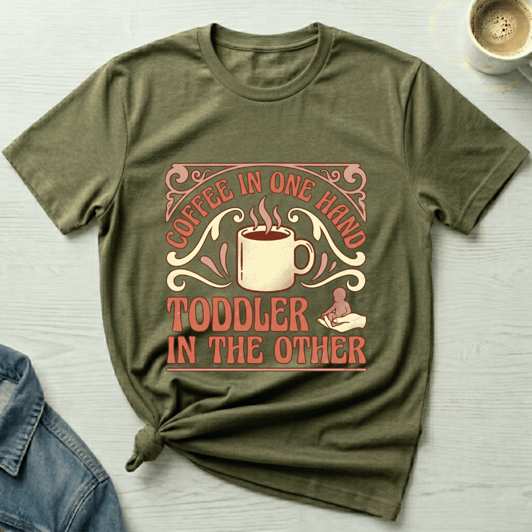 mom life tee that says Coffee Plus Toddler Mom T-Shirt for moms