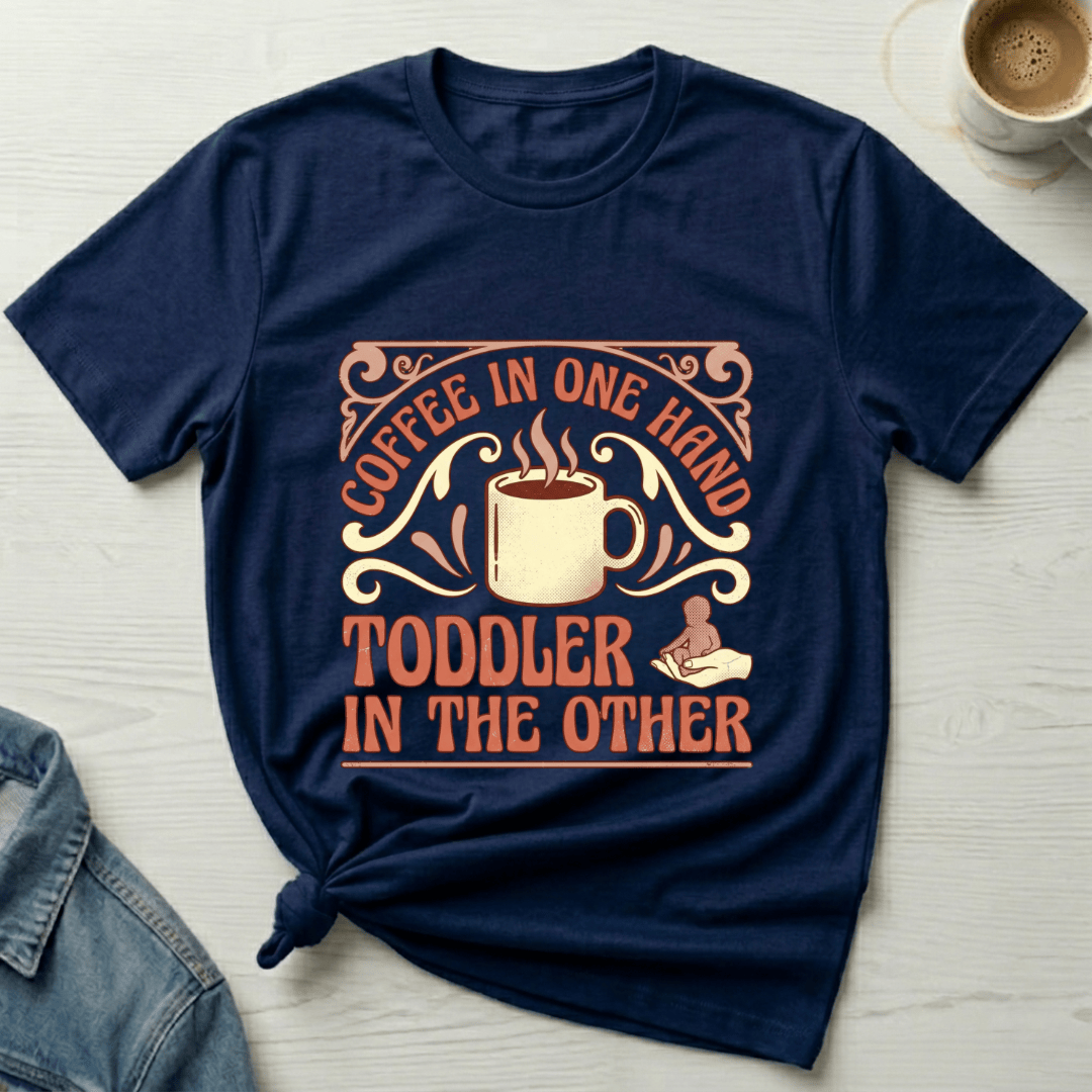 mom life tee that says Coffee Plus Toddler Mom T-Shirt for moms
