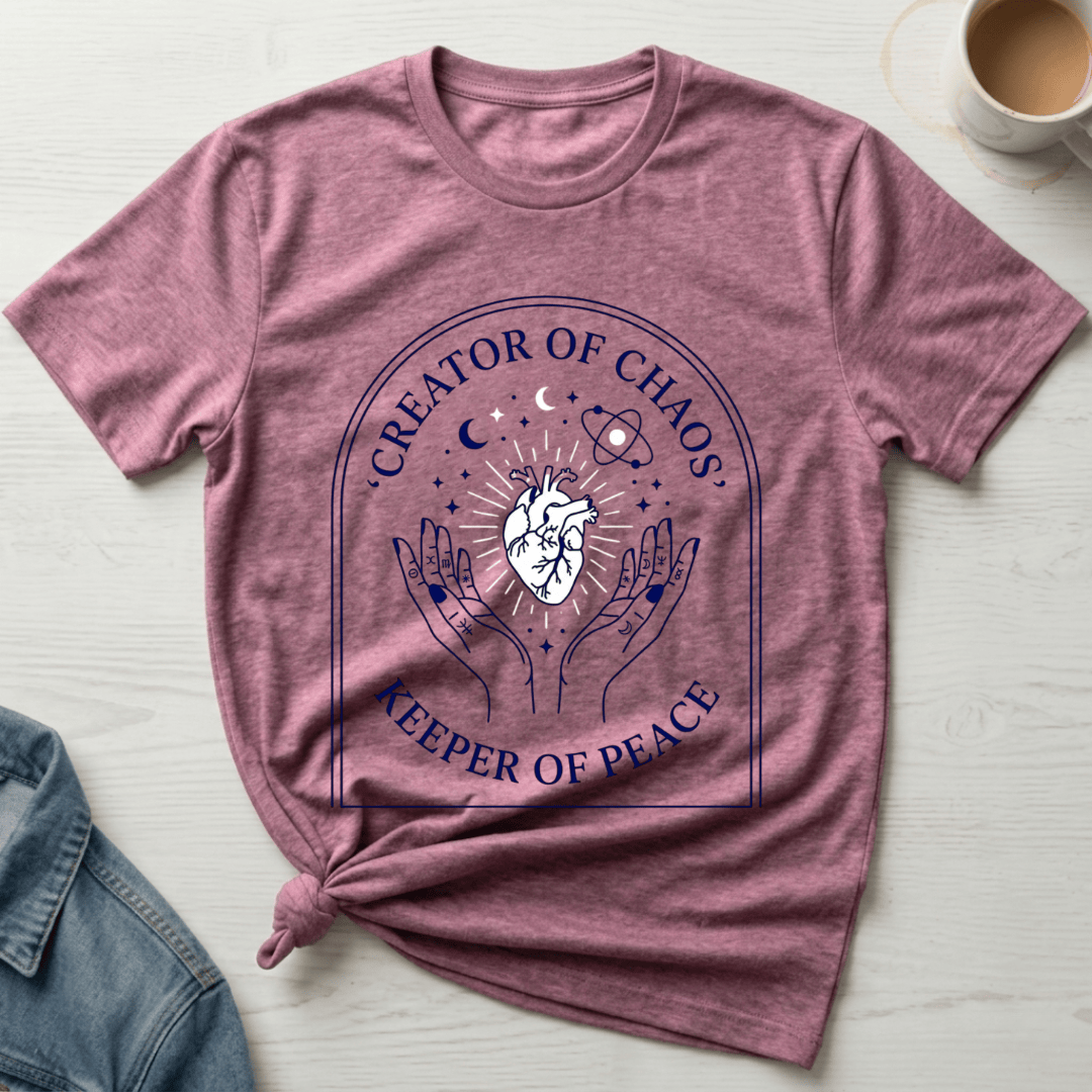 mom life tee that says Create Chaos, Keep Peace Mom T-Shirt for moms