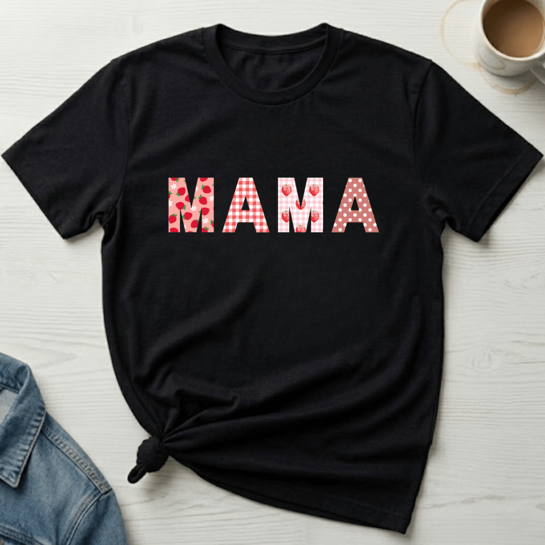 mom life tee that says Cute Strawberry Mom T-Shirt for moms
