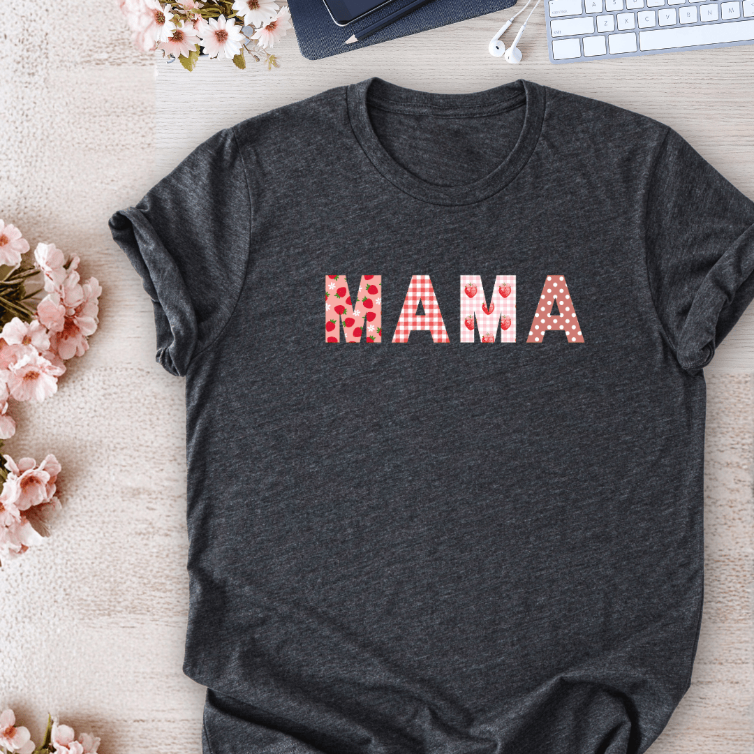 mom life tee that says Cute Strawberry Mom T-Shirt for moms