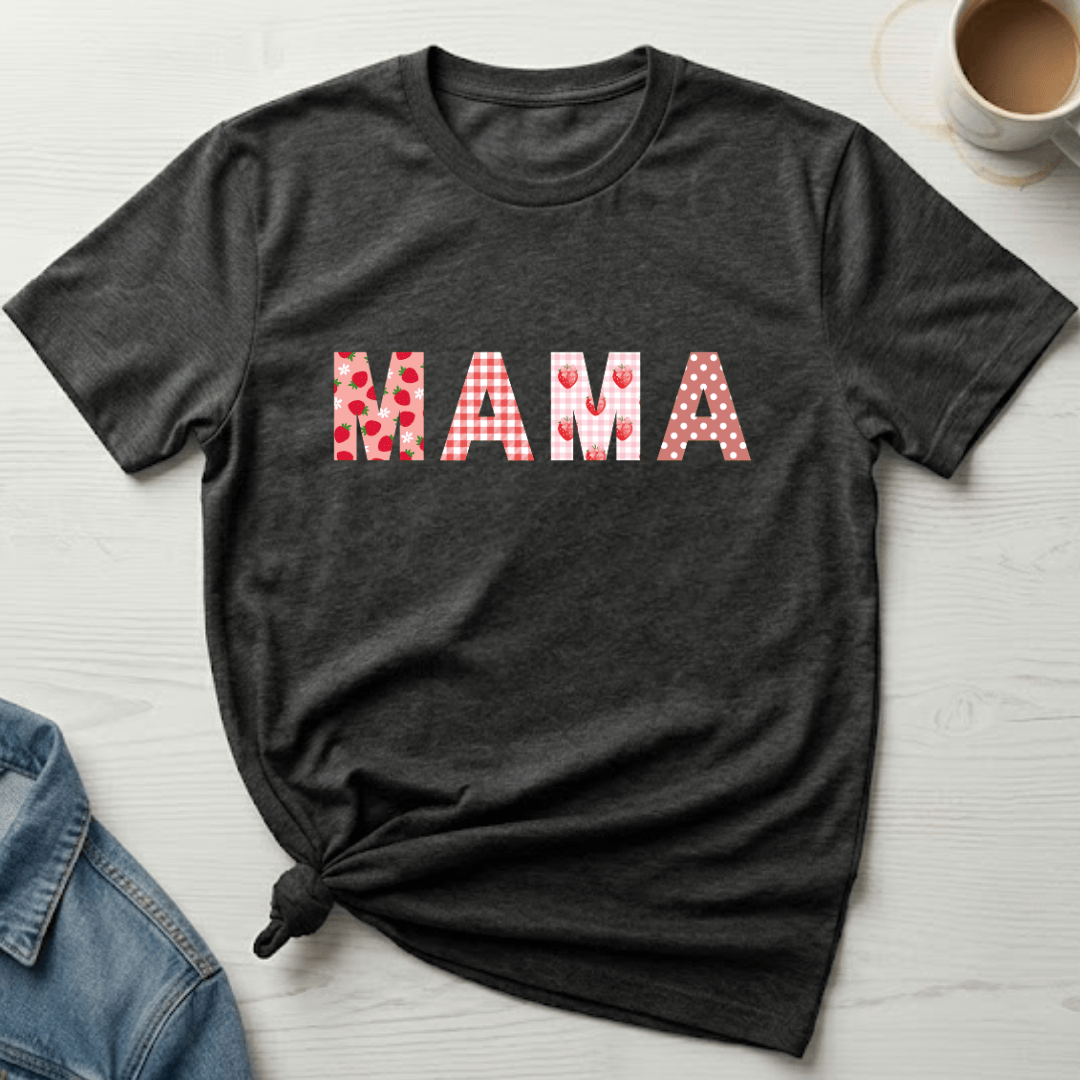 mom life tee that says Cute Strawberry Mom T-Shirt for moms