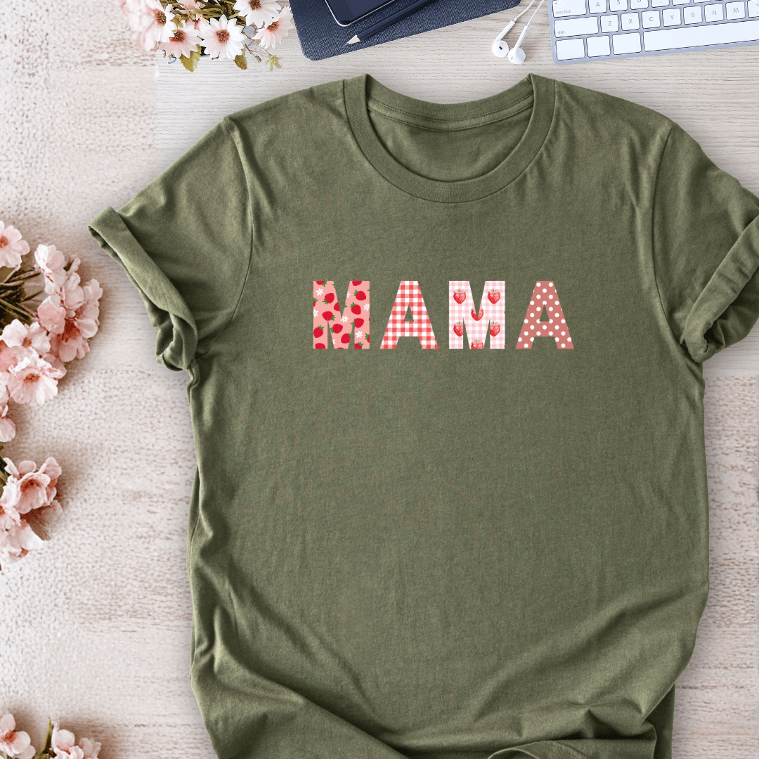 mom life tee that says Cute Strawberry Mom T-Shirt for moms