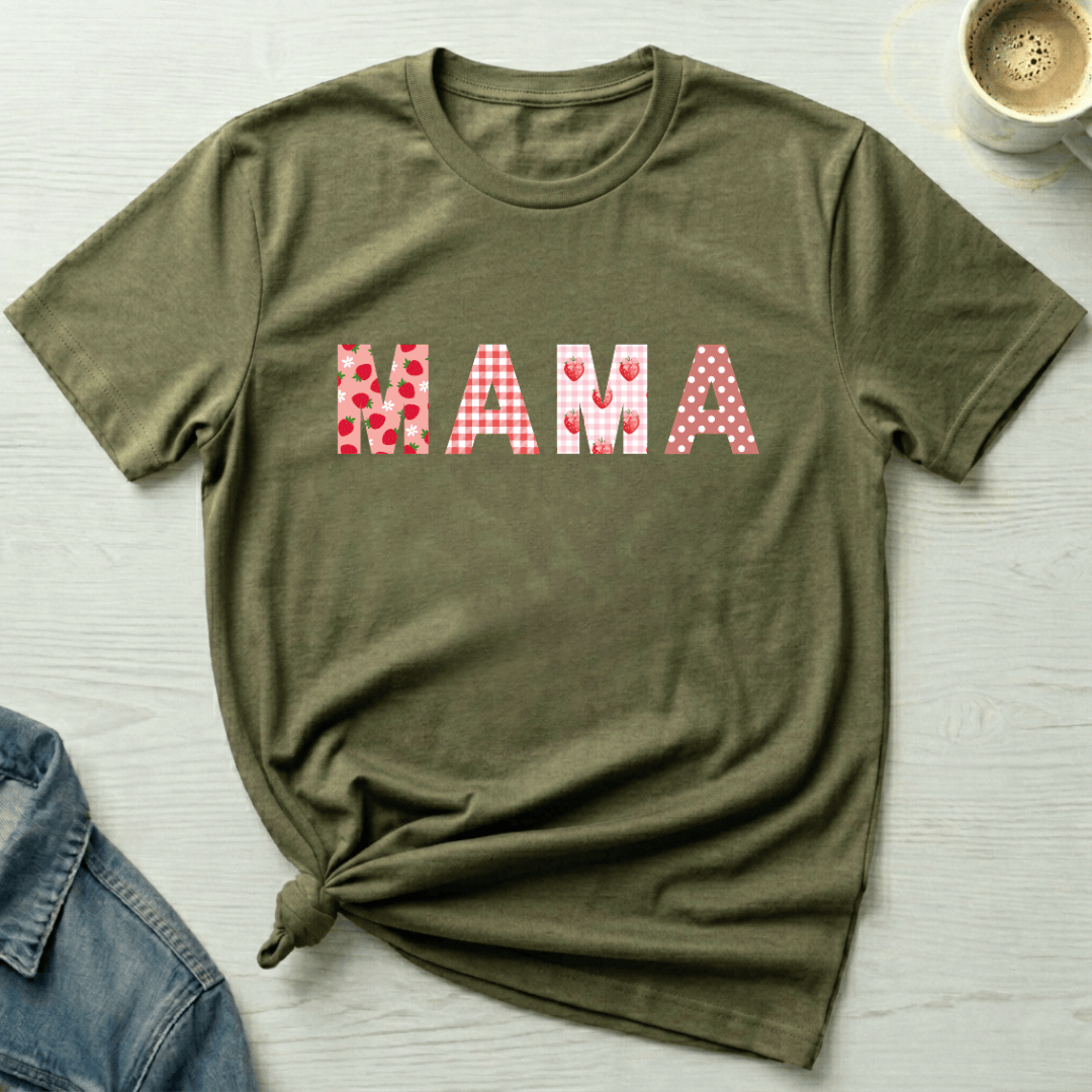 mom life tee that says Cute Strawberry Mom T-Shirt for moms