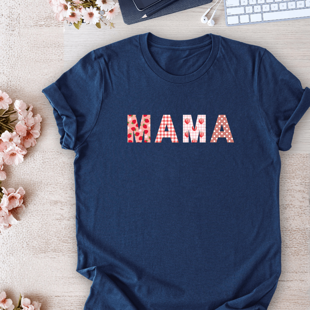 mom life tee that says Cute Strawberry Mom T-Shirt for moms