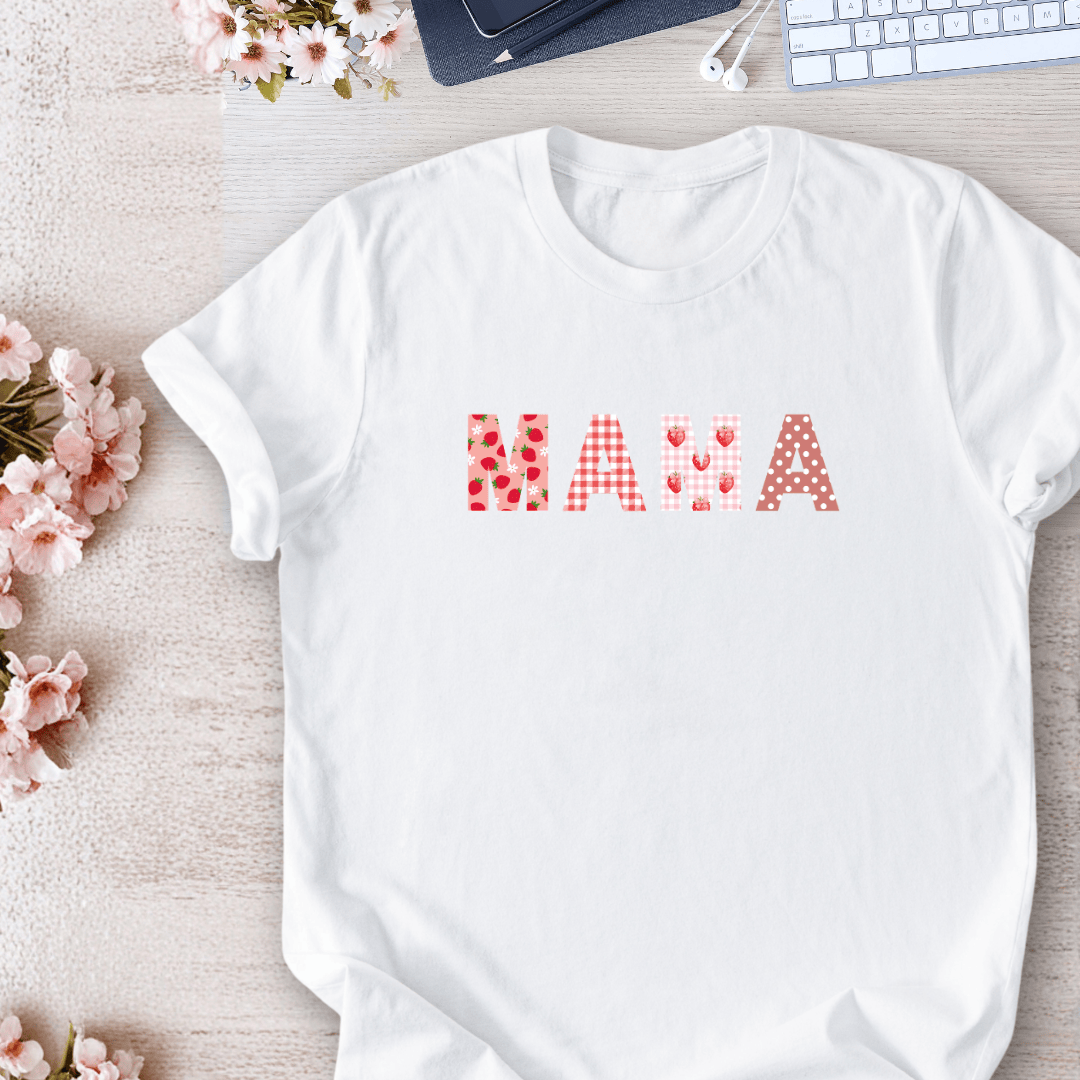 mom life tee that says Cute Strawberry Mom T-Shirt for moms