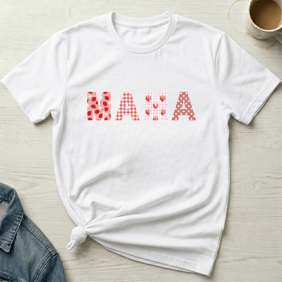 mom life tee that says Cute Strawberry Mom T-Shirt for moms