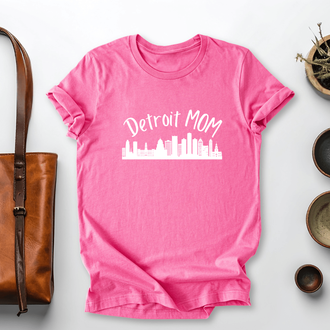 mom life tee that says Detroit Mom T-Shirt for moms