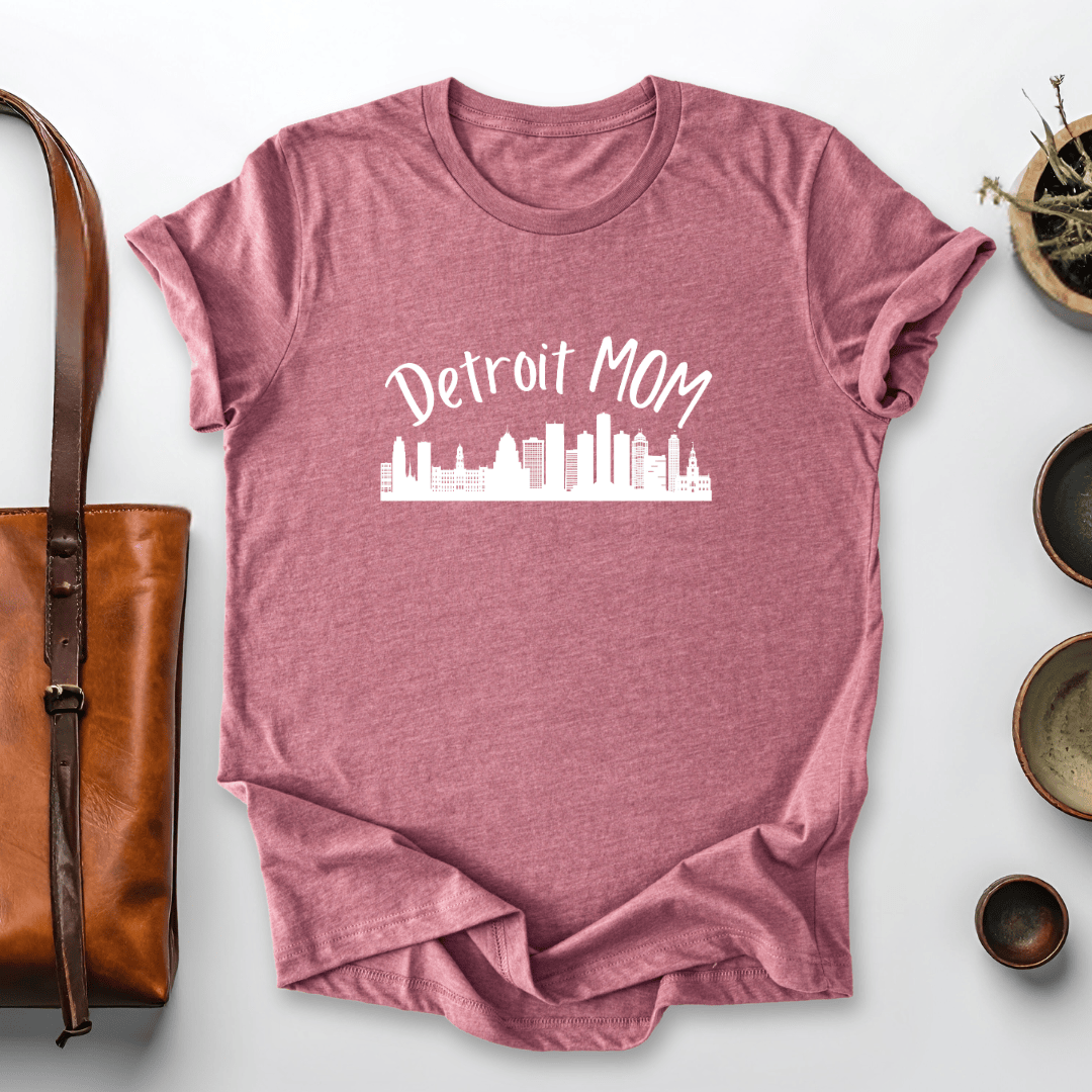 mom life tee that says Detroit Mom T-Shirt for moms