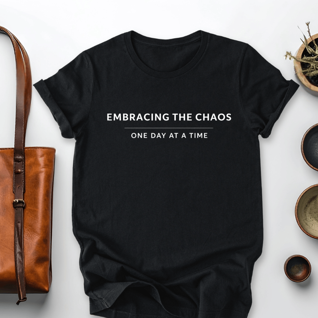 mom life tee that says Embracing the Chaos Mom T-Shirt for moms