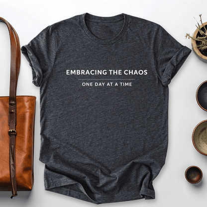 mom life tee that says Embracing the Chaos Mom T-Shirt for moms