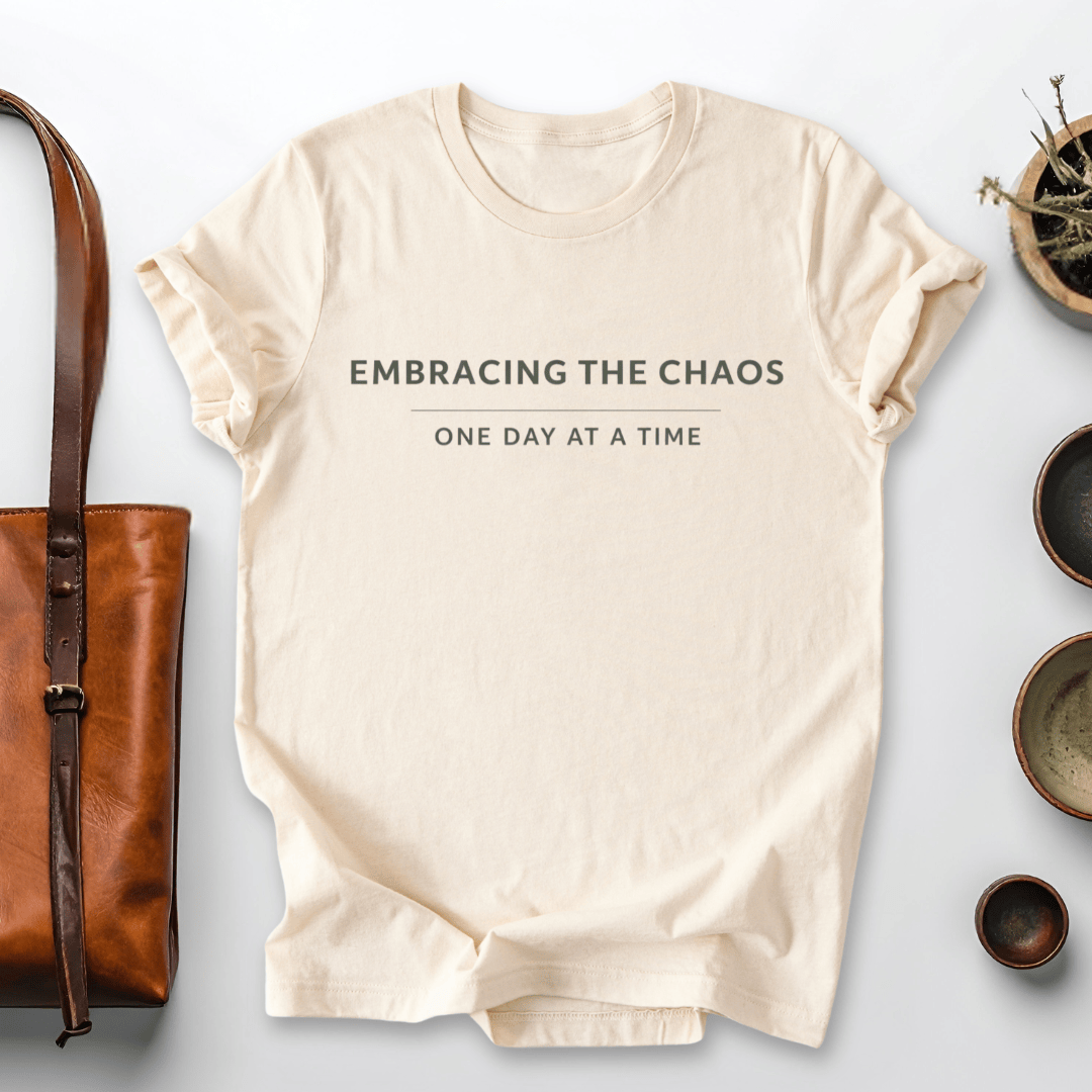 mom life tee that says Embracing the Chaos Mom T-Shirt for moms