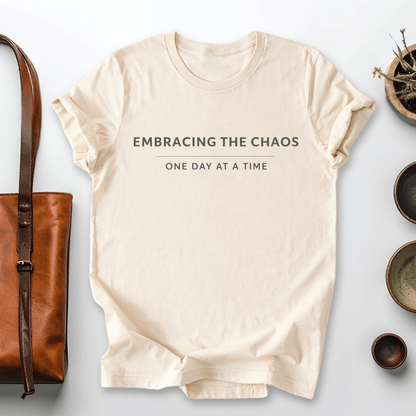 mom life tee that says Embracing the Chaos Mom T-Shirt for moms