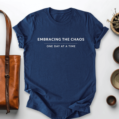 mom life tee that says Embracing the Chaos Mom T-Shirt for moms