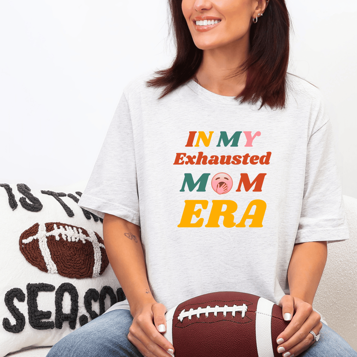 mom life tee that says Exhausted Mom Humor T-Shirt for moms