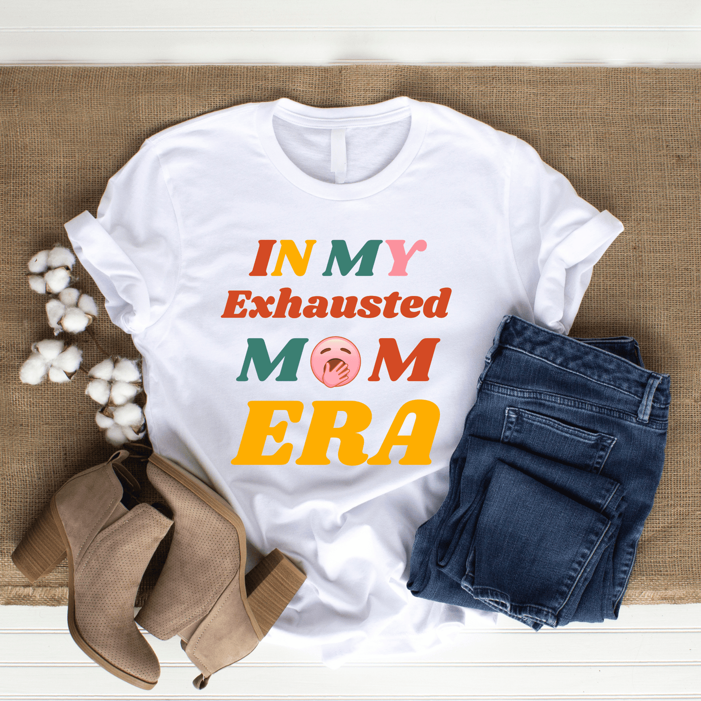 mom life tee that says Exhausted Mom Humor T-Shirt for moms