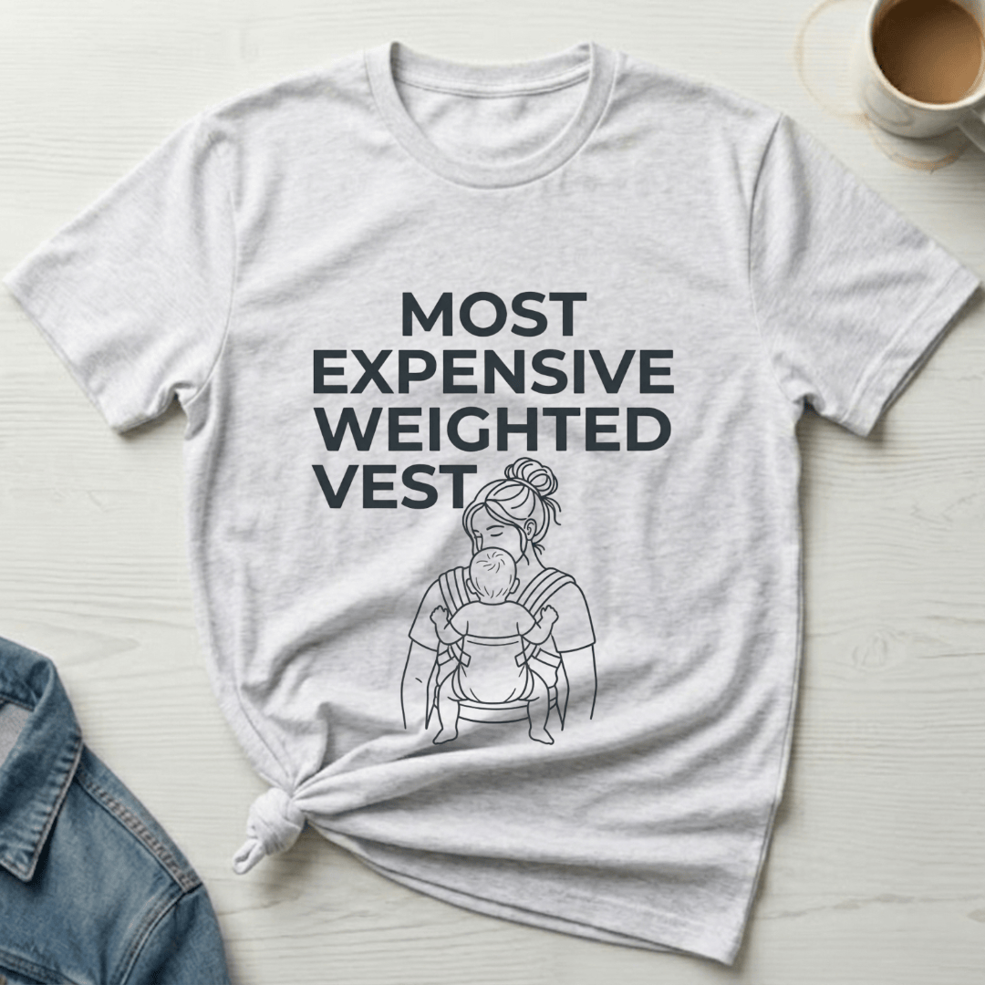 mom life tee that says Expensive Weighted Vest Mom T-Shirt for moms