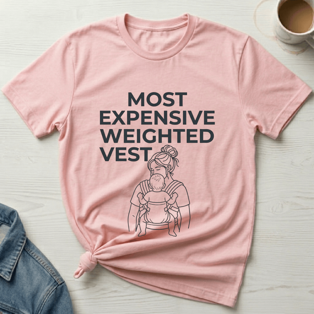 mom life tee that says Expensive Weighted Vest Mom T-Shirt for moms