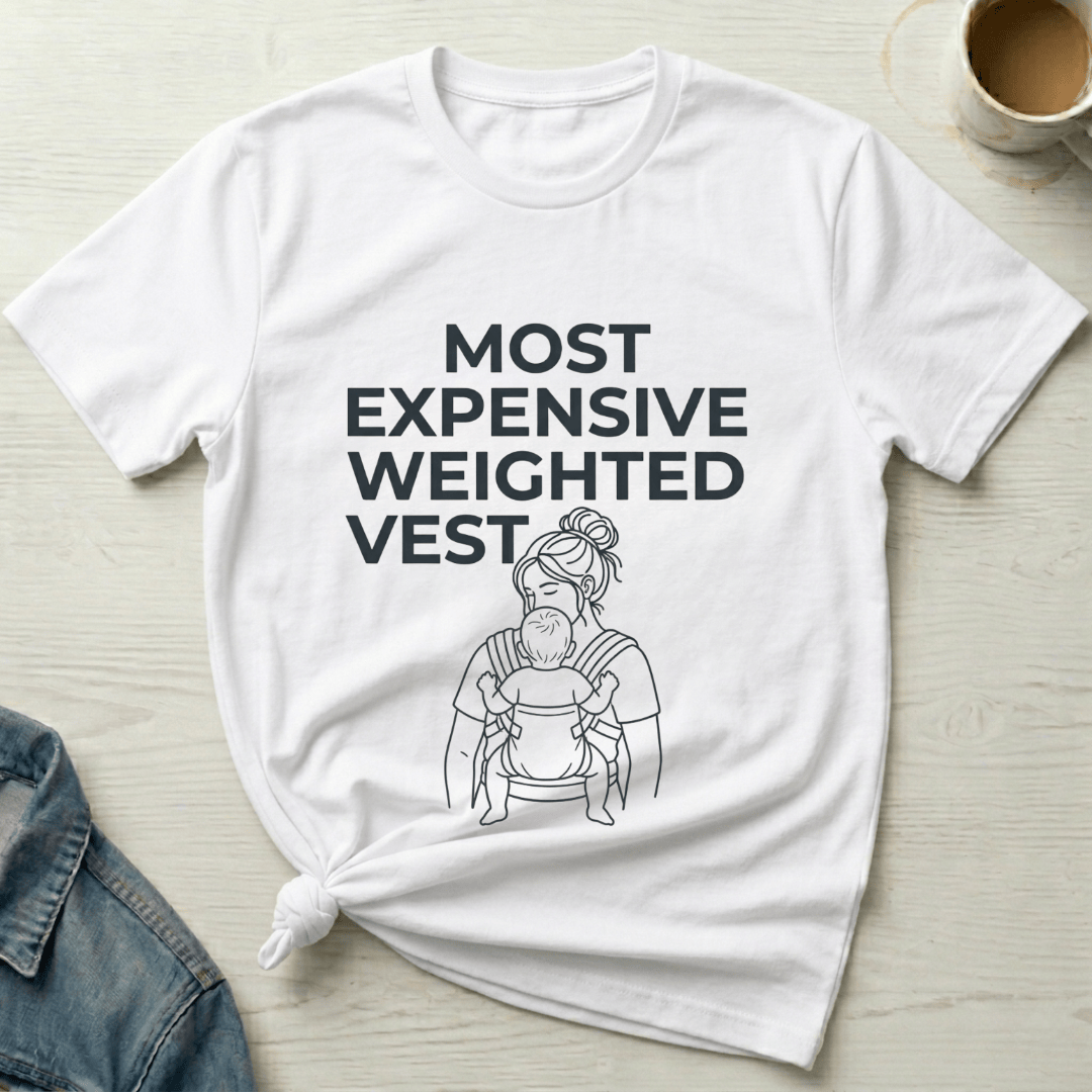 mom life tee that says Expensive Weighted Vest Mom T-Shirt for moms
