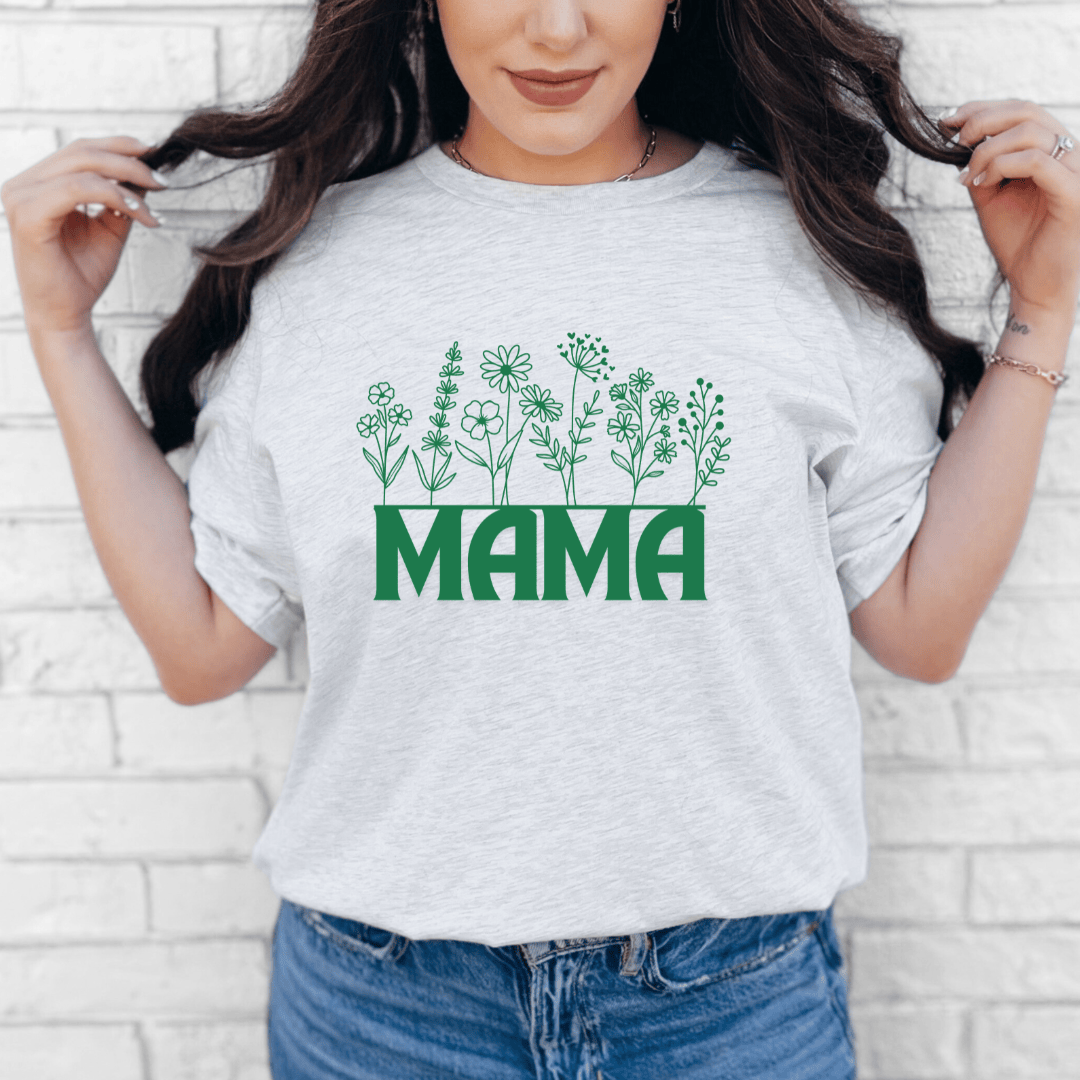 mom life tee that says Floral Line Art Mom T-Shirt for moms
