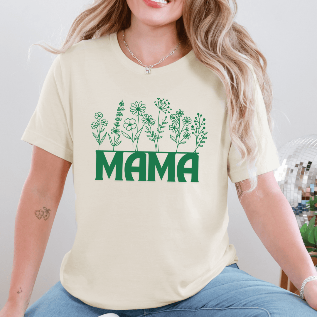 mom life tee that says Floral Line Art Mom T-Shirt for moms