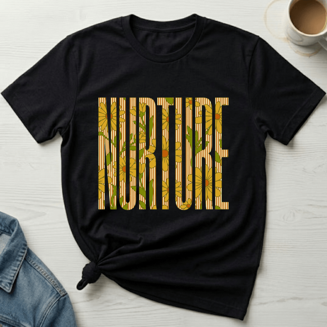 mom life tee that says Floral Nurture Mom T-Shirt for moms