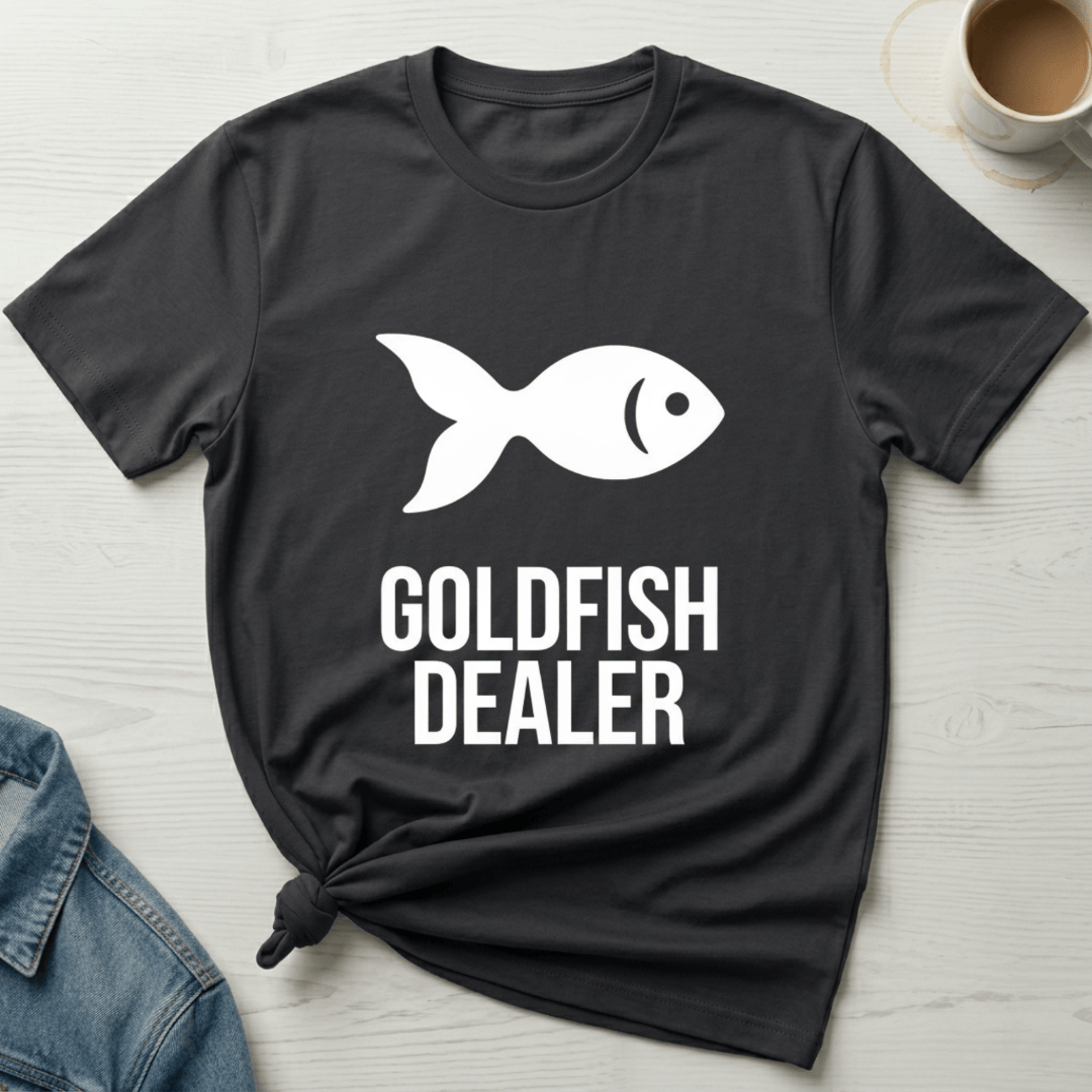 mom life tee that says Goldfish Dealer Mom T-Shirt for moms