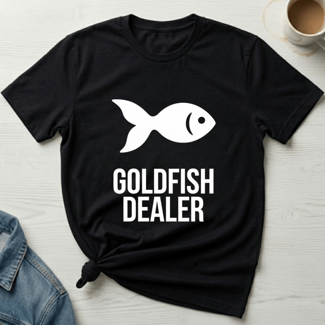 mom life tee that says Goldfish Dealer Mom T-Shirt for moms