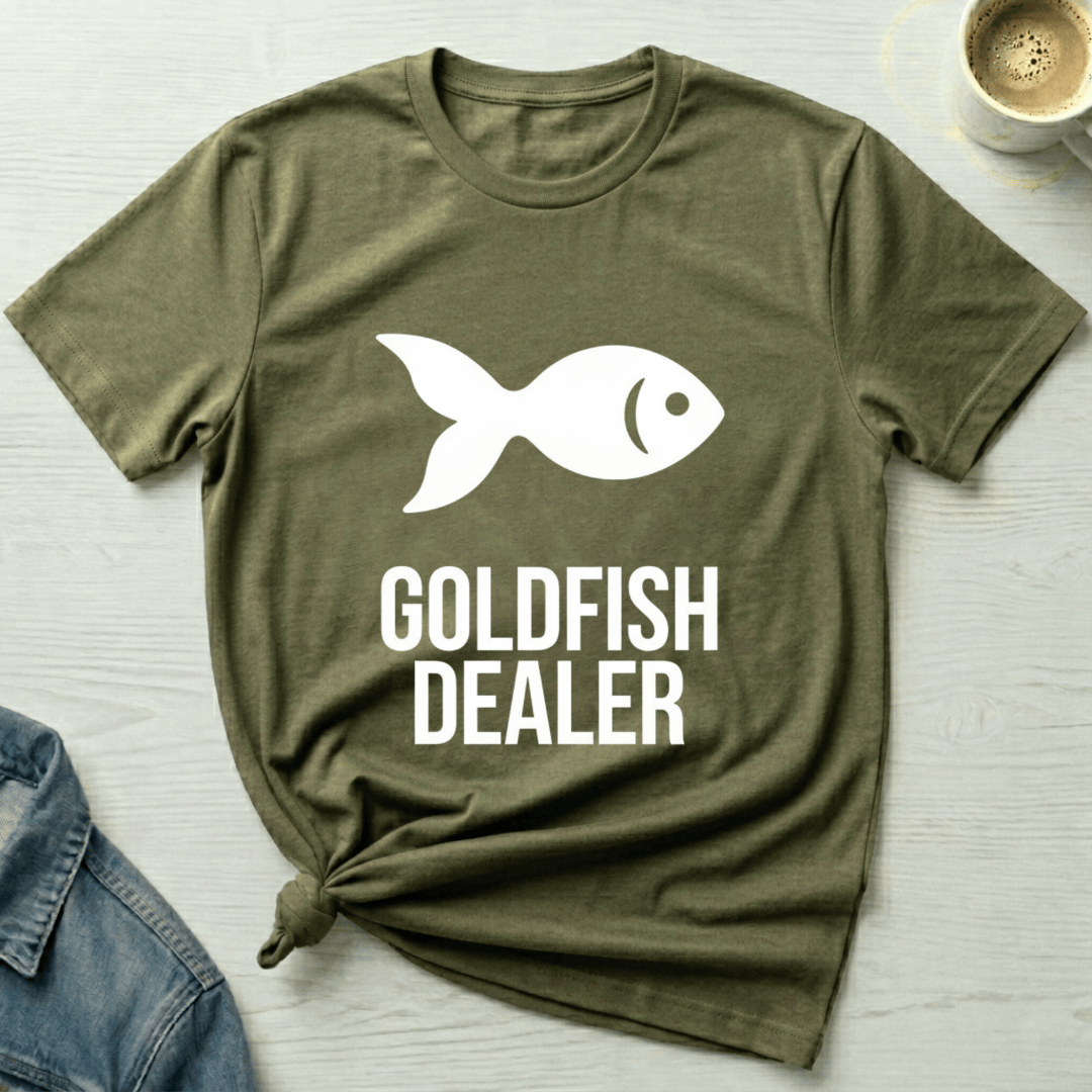 mom life tee that says Goldfish Dealer Mom T-Shirt for moms