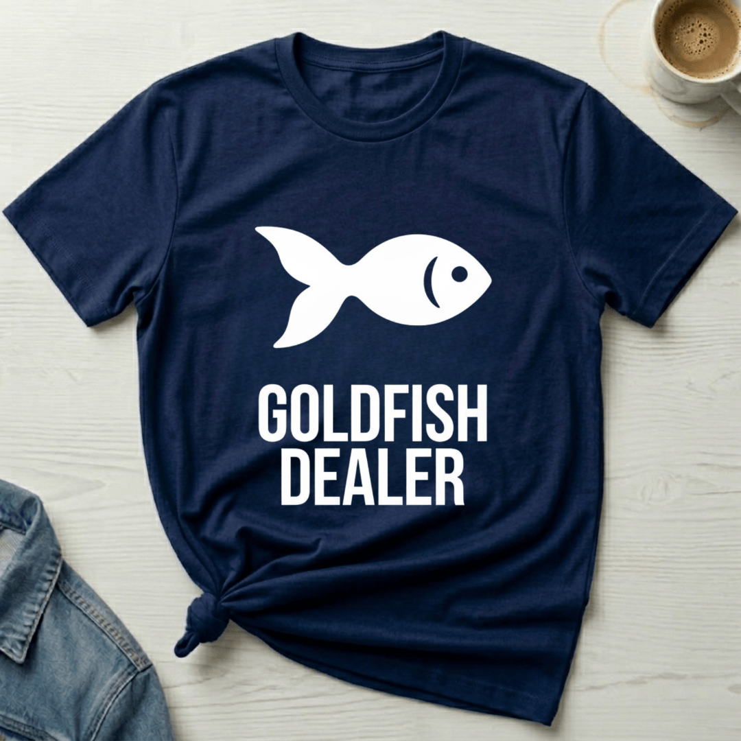 mom life tee that says Goldfish Dealer Mom T-Shirt for moms