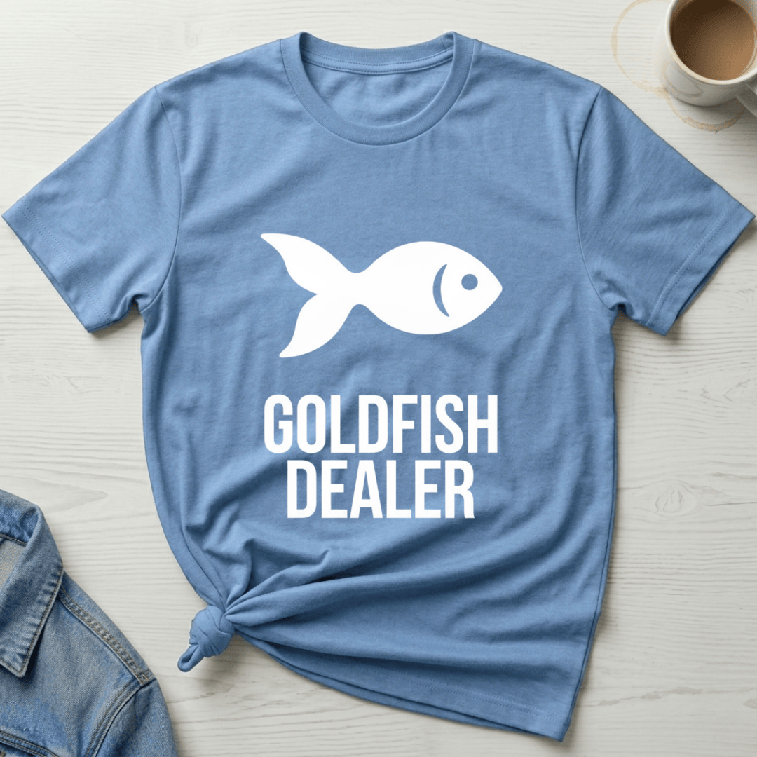 mom life tee that says Goldfish Dealer Mom T-Shirt for moms
