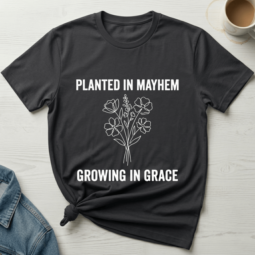 mom life tee that says Growing in Grace Mom T-Shirt for moms