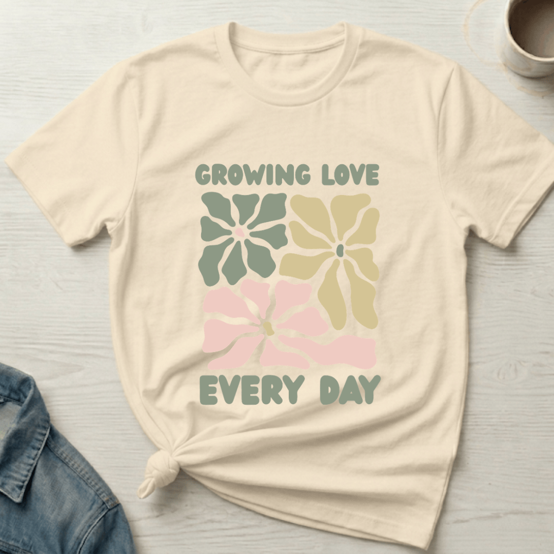 mom life tee that says Growing Love Mom T-Shirt for moms