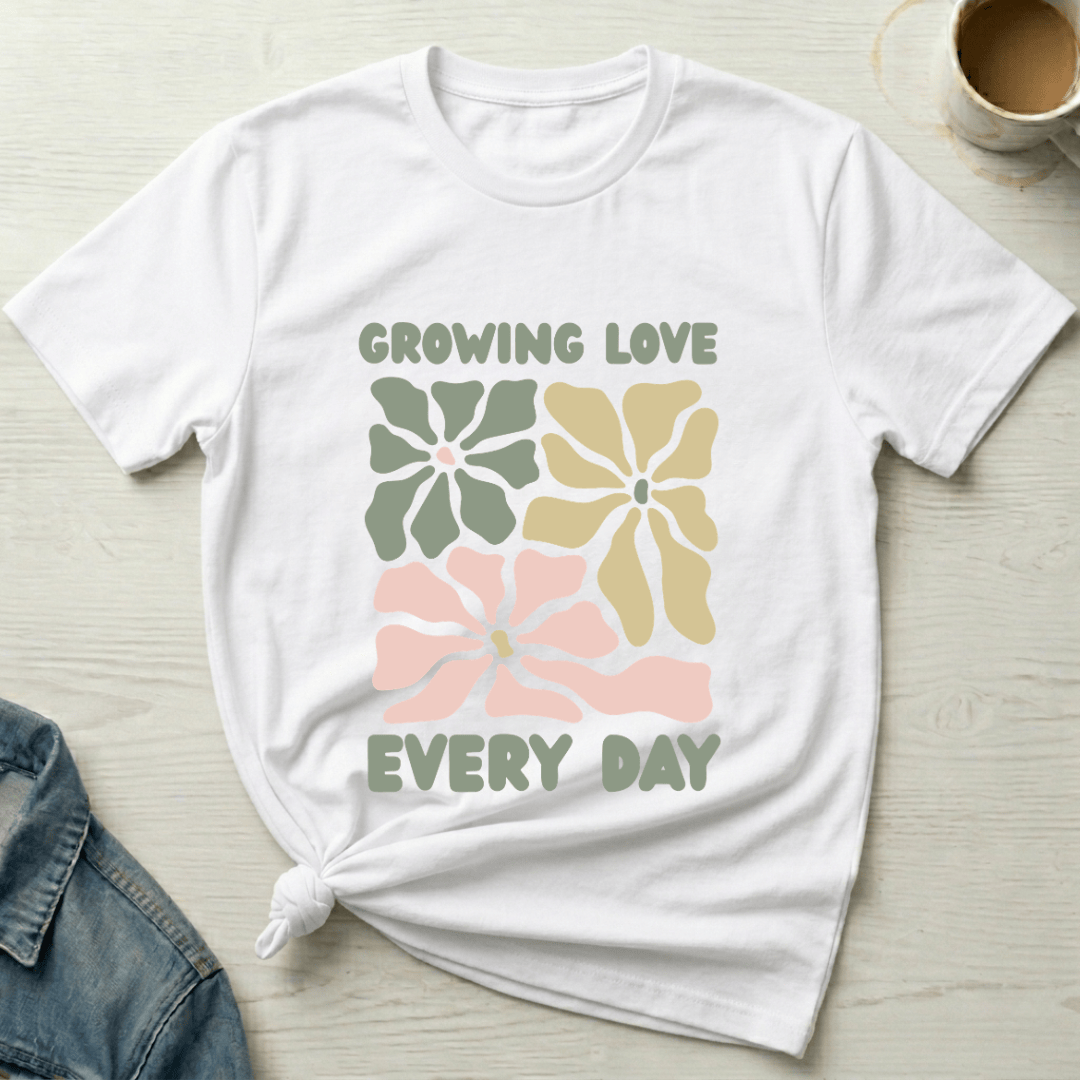 mom life tee that says Growing Love Mom T-Shirt for moms
